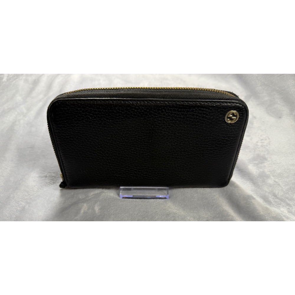 Gucci‎ Black Leather Interlocking G Zip Wallet